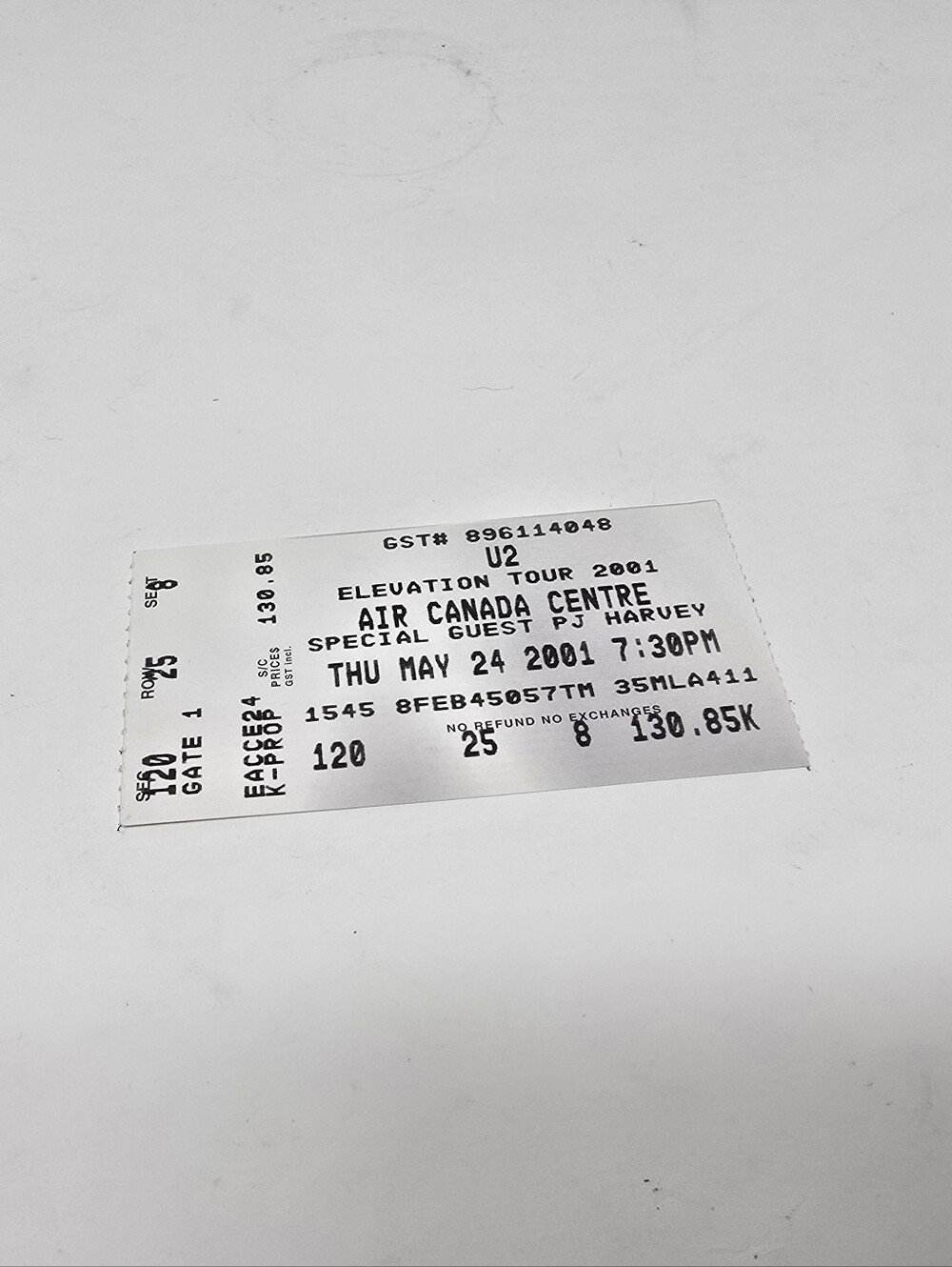 U2 Concert Stub Vintage Y2K Toronto Ticket Elevation Tour 2001 Air Canada Centre